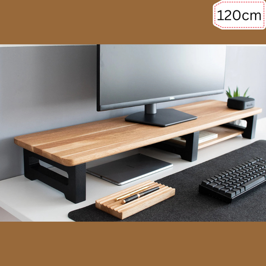 Carpentray 120Cm Long Wooden Monitor Riser Dual Shelf