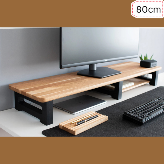 Carpentray 80Cm Long Wooden Monitor Riser Dual Shelf