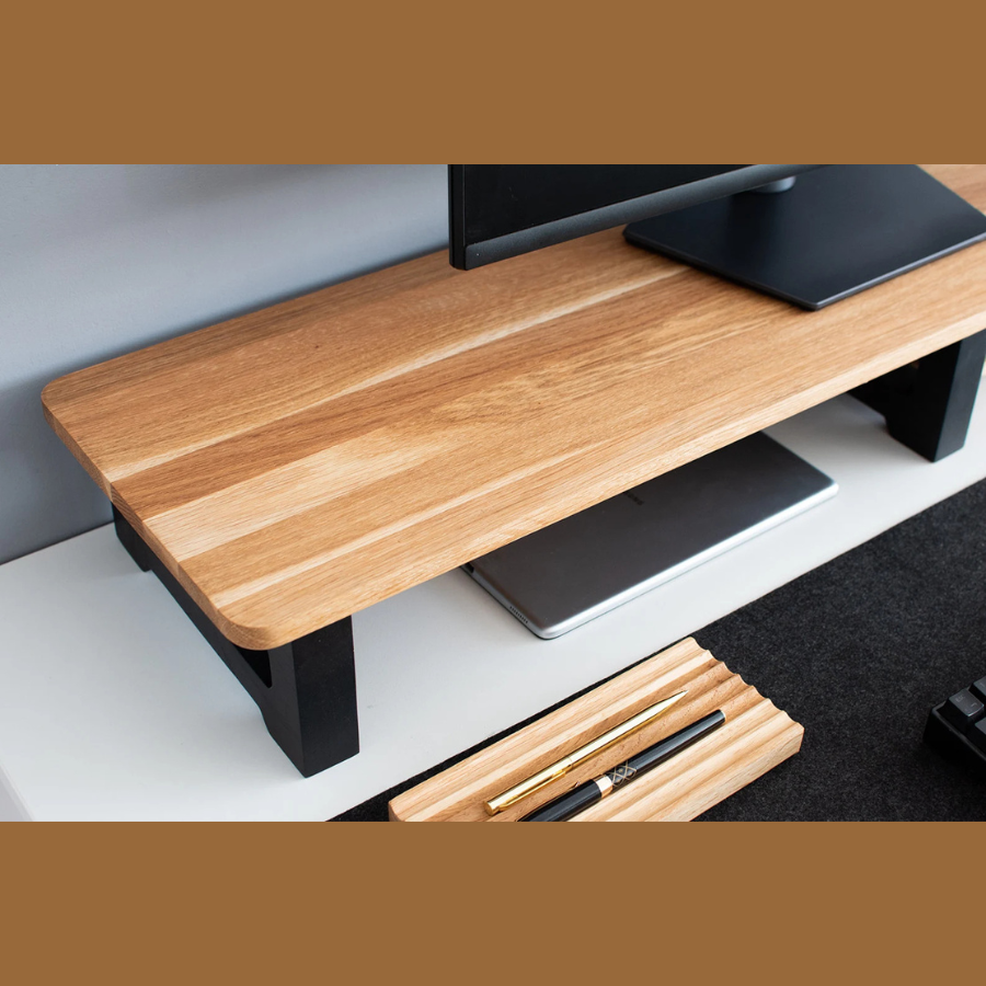 Carpentray 120Cm Long Wooden Monitor Riser Dual Shelf