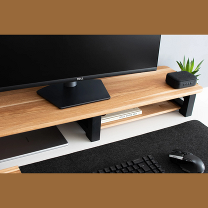 carpentray 120cm long wooden monitor riser dual shelf