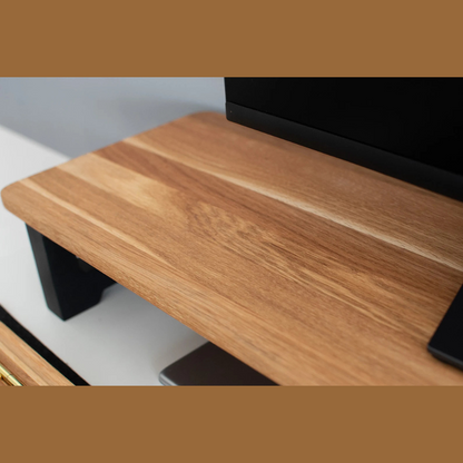 carpentray 120cm long wooden monitor riser dual shelf