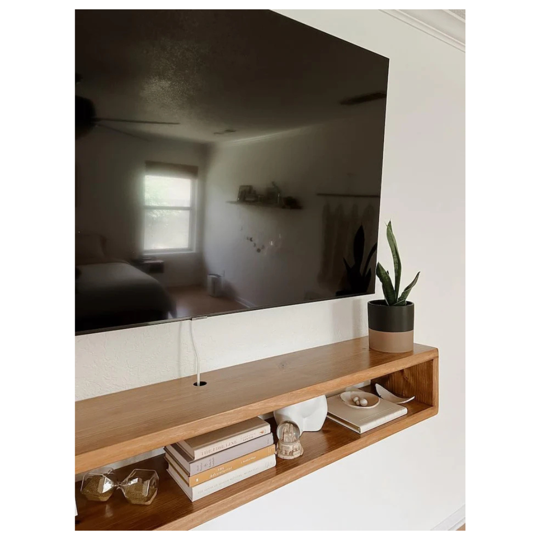 Carpentray 120Cm Wooden Wall Tv Cabinet (Brown) Large