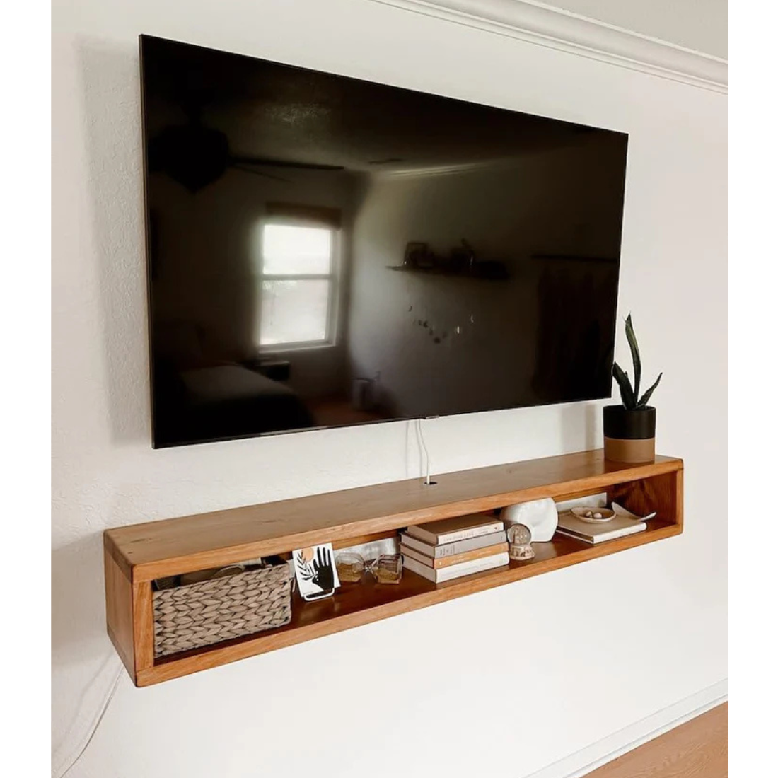 Carpentray 120Cm Wooden Wall Tv Cabinet (Brown) Large