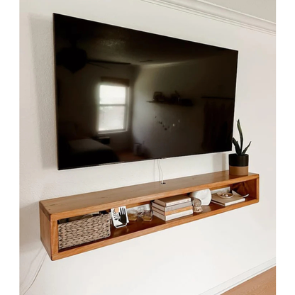 carpentray 120cm wooden wall tv cabinet (brown) large