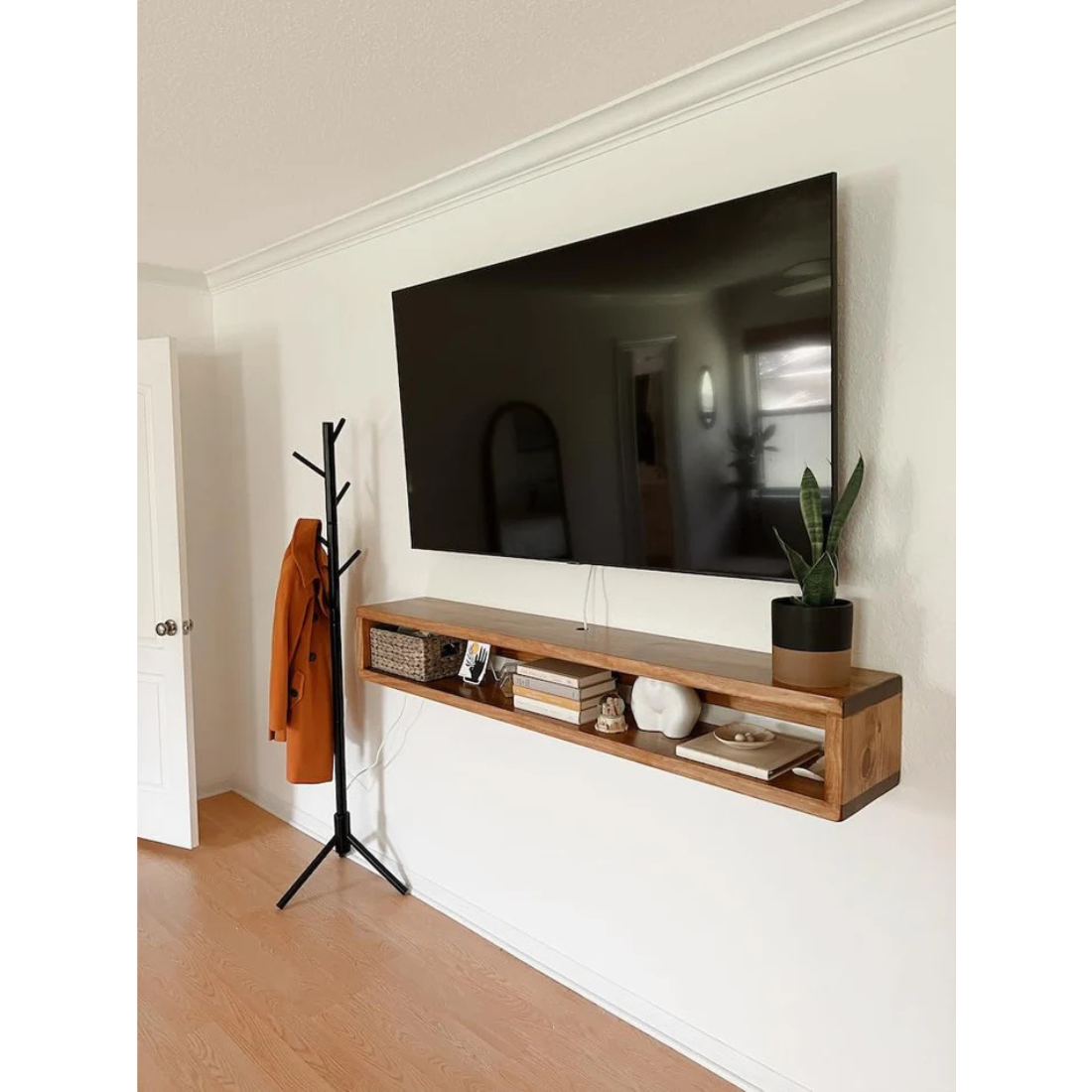 Carpentray 120Cm Wooden Wall Tv Cabinet (Brown) Large