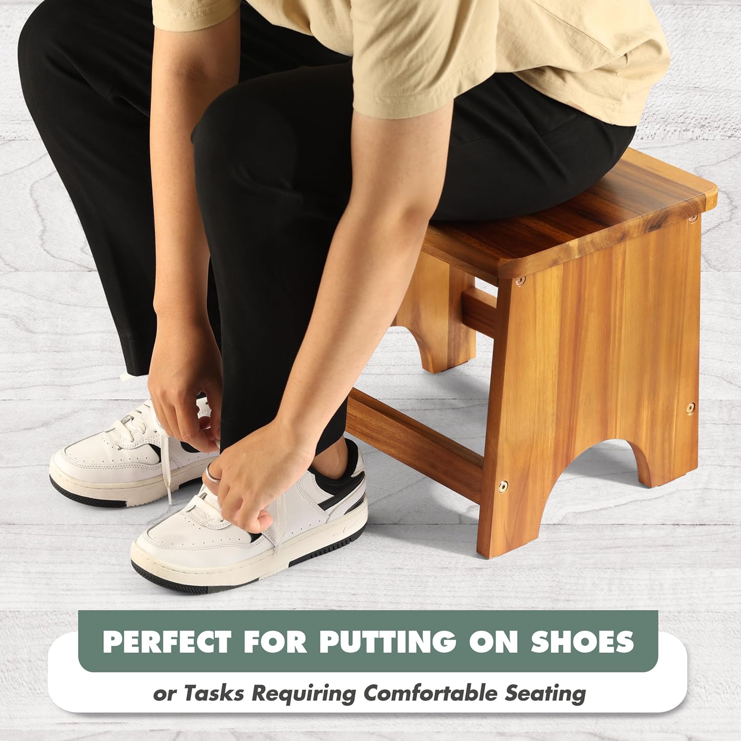 carpentray wooden step stool, 13'' one step stool for adults