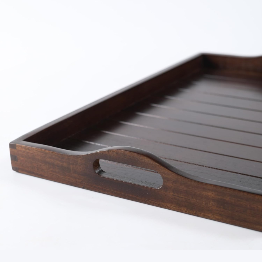 carpentray wooden serving tray with handles 15x 12 inch (color brown)