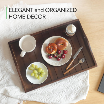 carpentray wooden serving tray with handles 15x 12 inch (color brown)