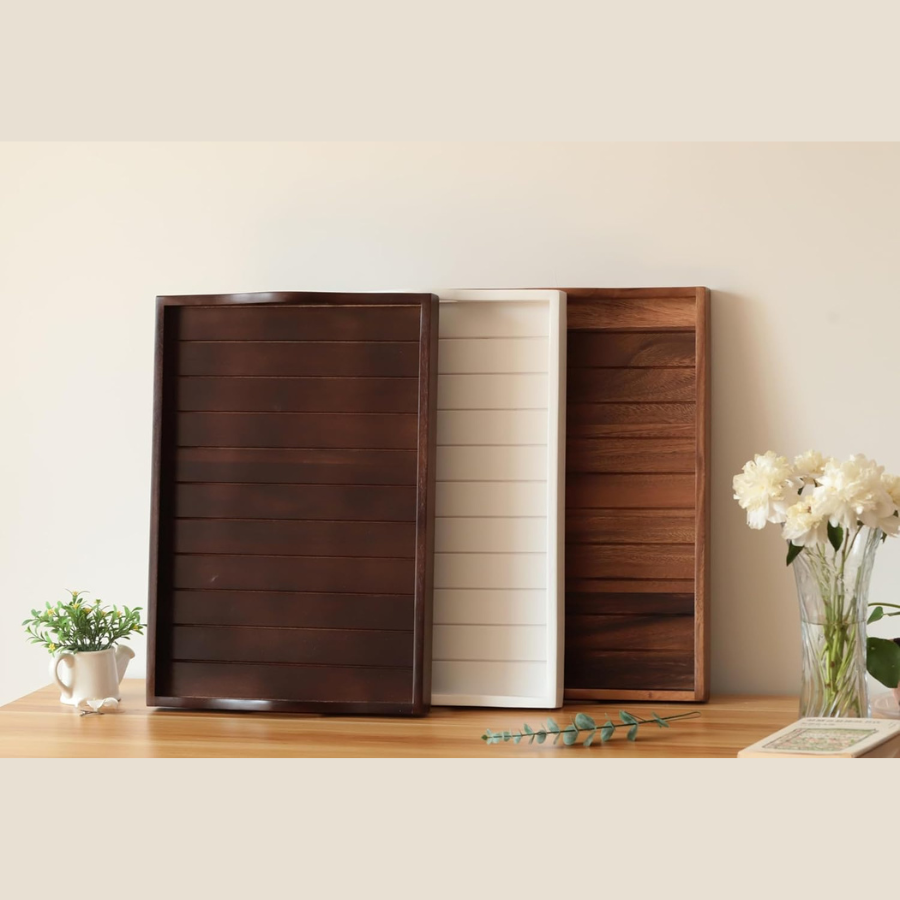 Carpentray Wooden Serving Tray with Handles 15x 12 inch (Color Brown)