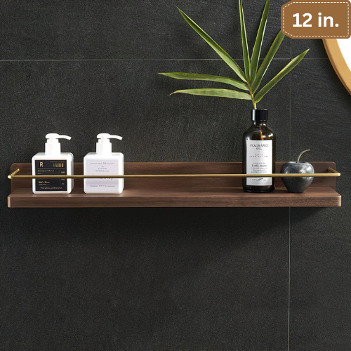 Carpentray 12'' Modern Brass Wooden Shelf