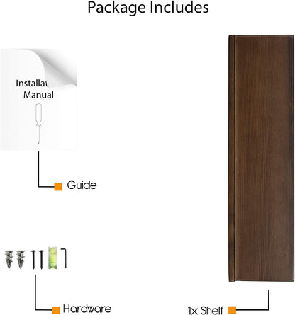 carpentray smith wall mounted wood floating wine bottle rack with glassware holder stemware shelf storage organizer - home, kitchen, dining room bar décor - walnut