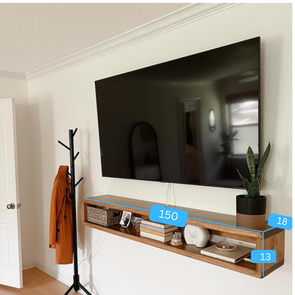 carpentray 150cm wooden wall tv cabinet (brown) extra large