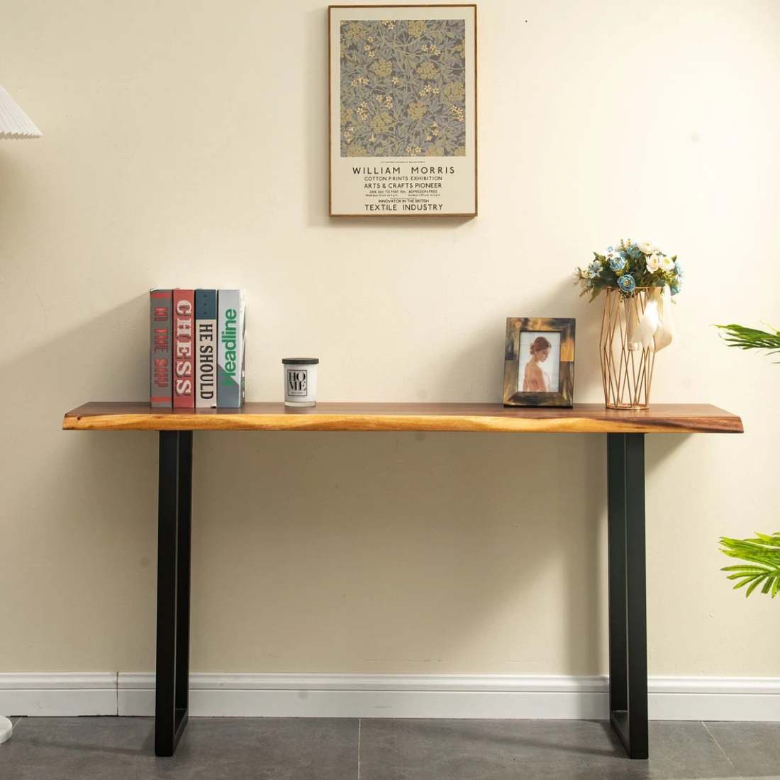 carpentray 120cm long wooden console table dual tone color