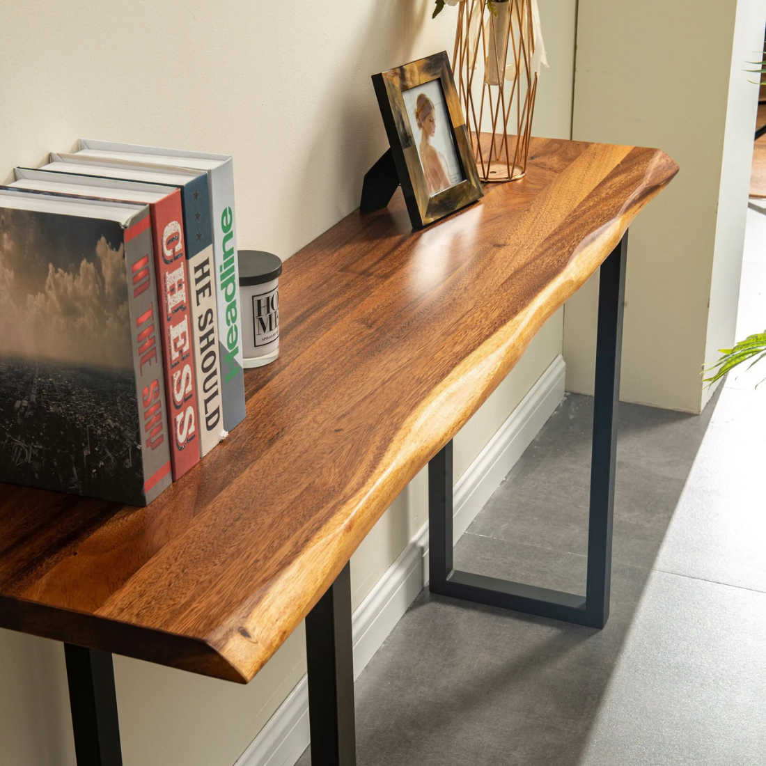 carpentray 80cm long wooden console table dual tone color