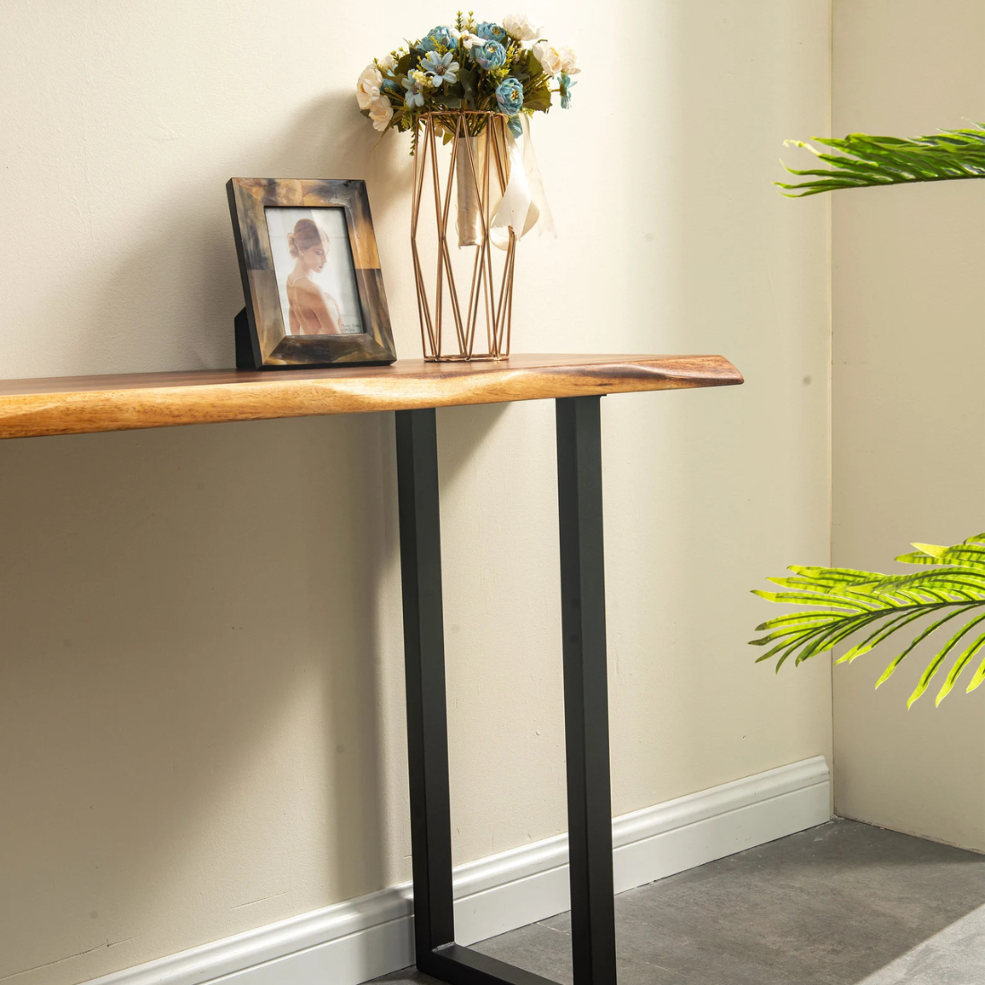 carpentray 120cm long wooden console table dual tone color