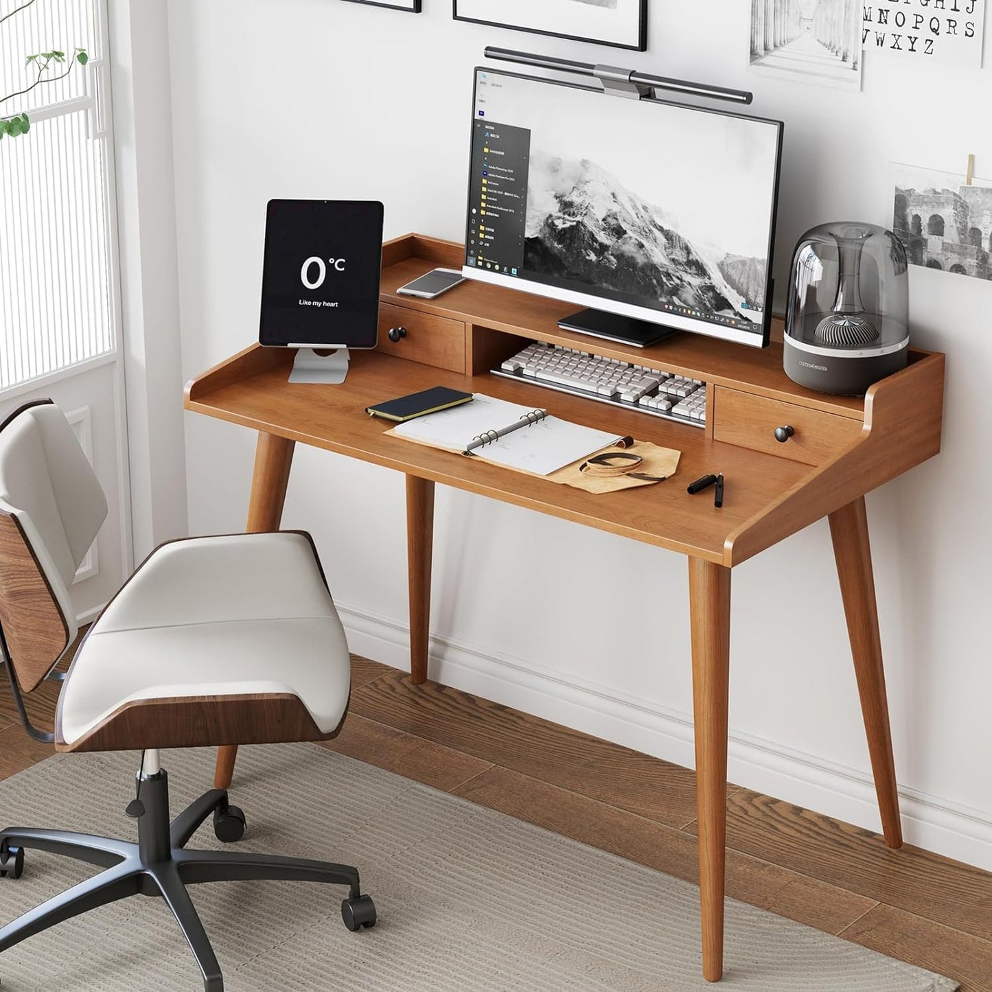 Century Modern Desk, 43" Wood Home Office Writing Computer