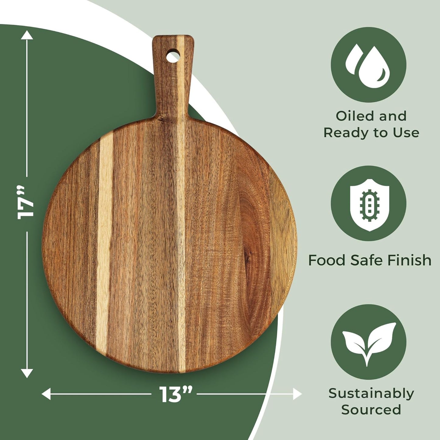 Carpentray Wood Round Cutting Board and Chopping Board with Handle