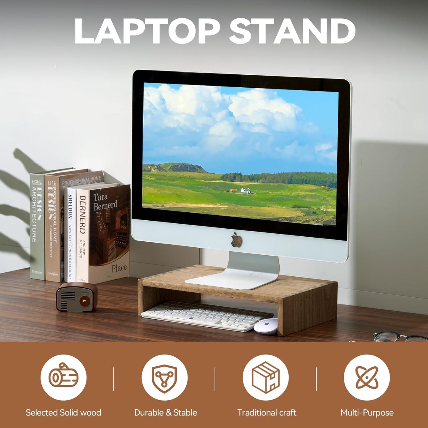 Carpentray Monitor & Leptop Stand Wooden - Desk Stand Wood for Laptop/Monitor