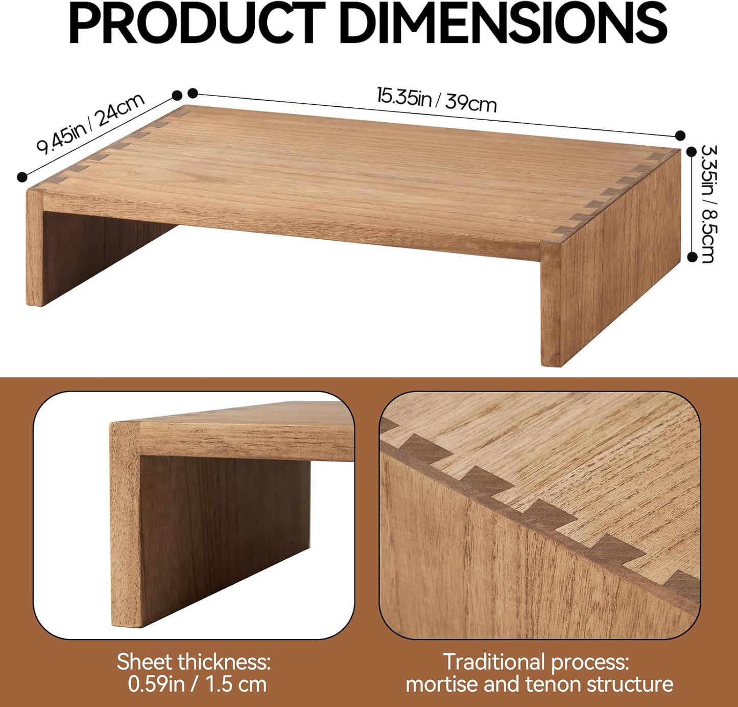 Carpentray Monitor & Leptop Stand Wooden - Desk Stand Wood for Laptop/Monitor