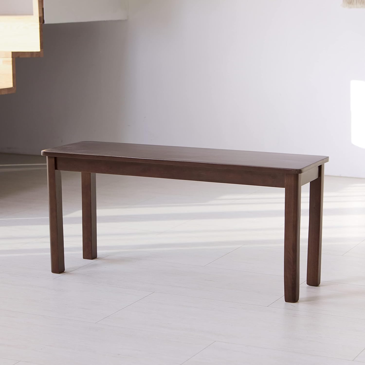 carpentray 37.4" wooden dining bench/small modern farmhouse malaysian oak wood bench (walnut)