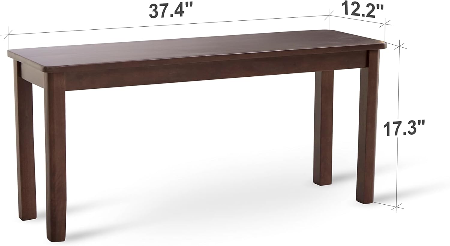 carpentray 37.4" wooden dining bench/small modern farmhouse malaysian oak wood bench (walnut)