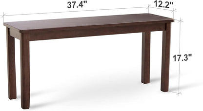 carpentray 37.4" wooden dining bench/small modern farmhouse malaysian oak wood bench (walnut)