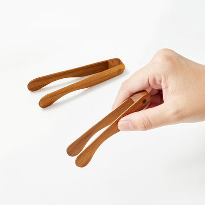 carpentray set of 2 mini wooden tongs - small kitchen tongs for precision serving and cooking