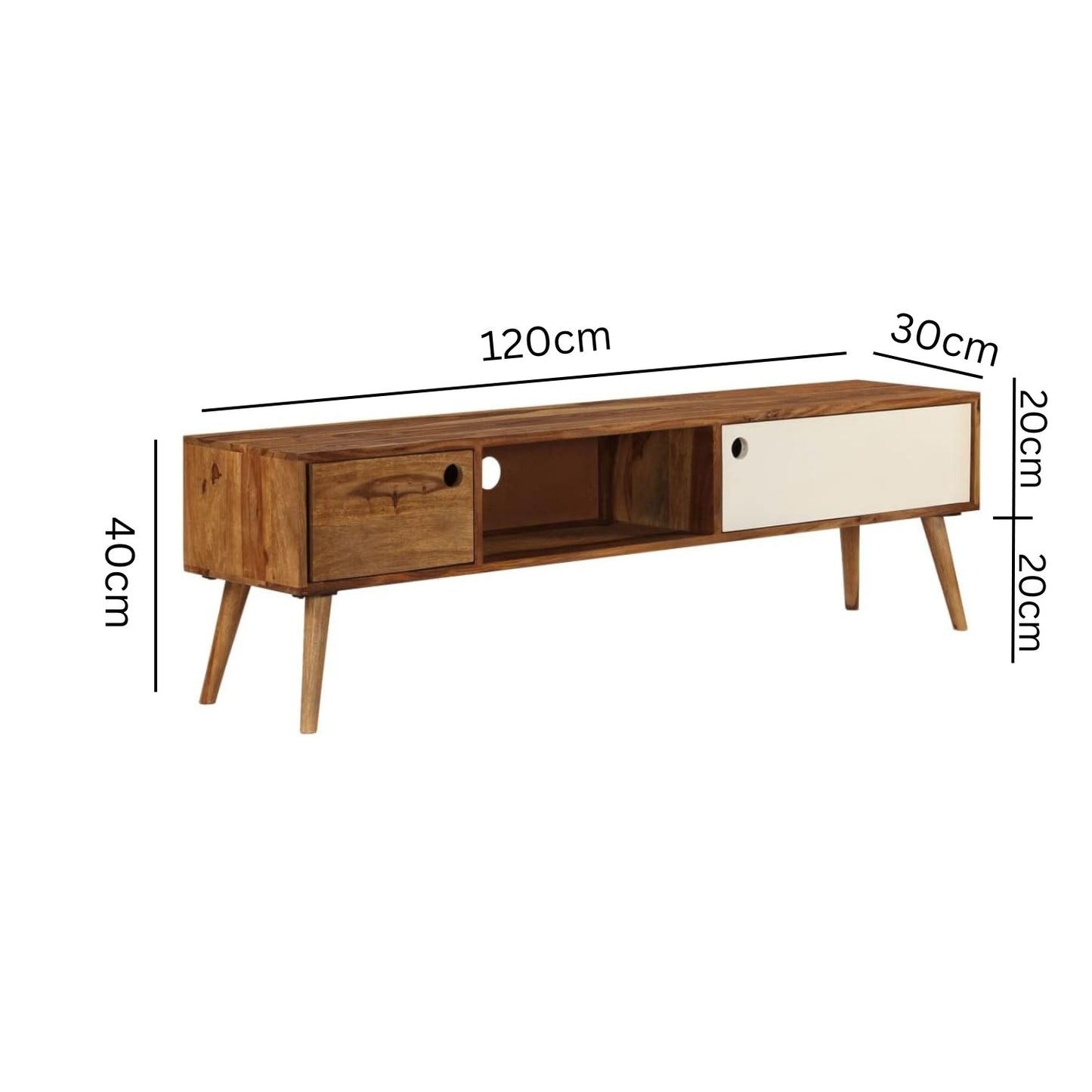 Carpentray Wooden Tv Cabinet (White+Brown)