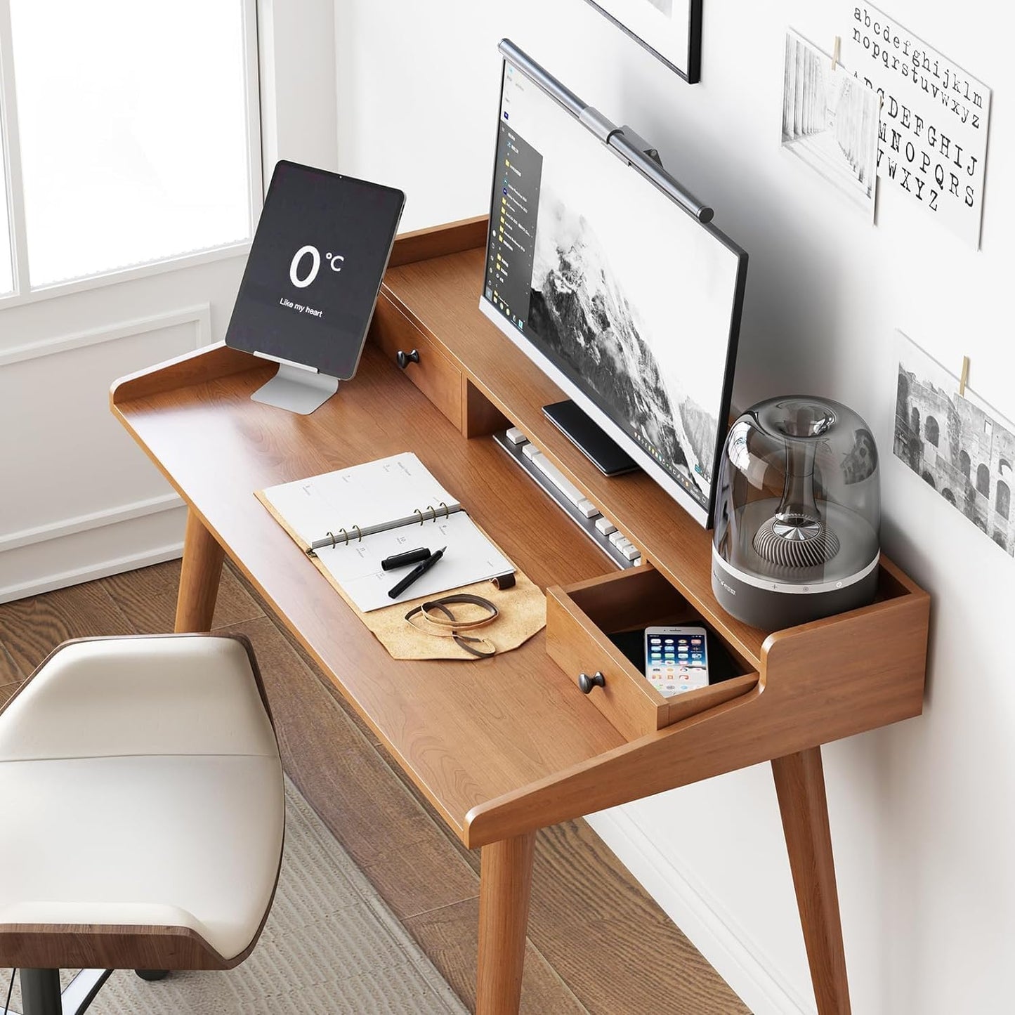 Century Modern Desk, 43" Wood Home Office Writing Computer