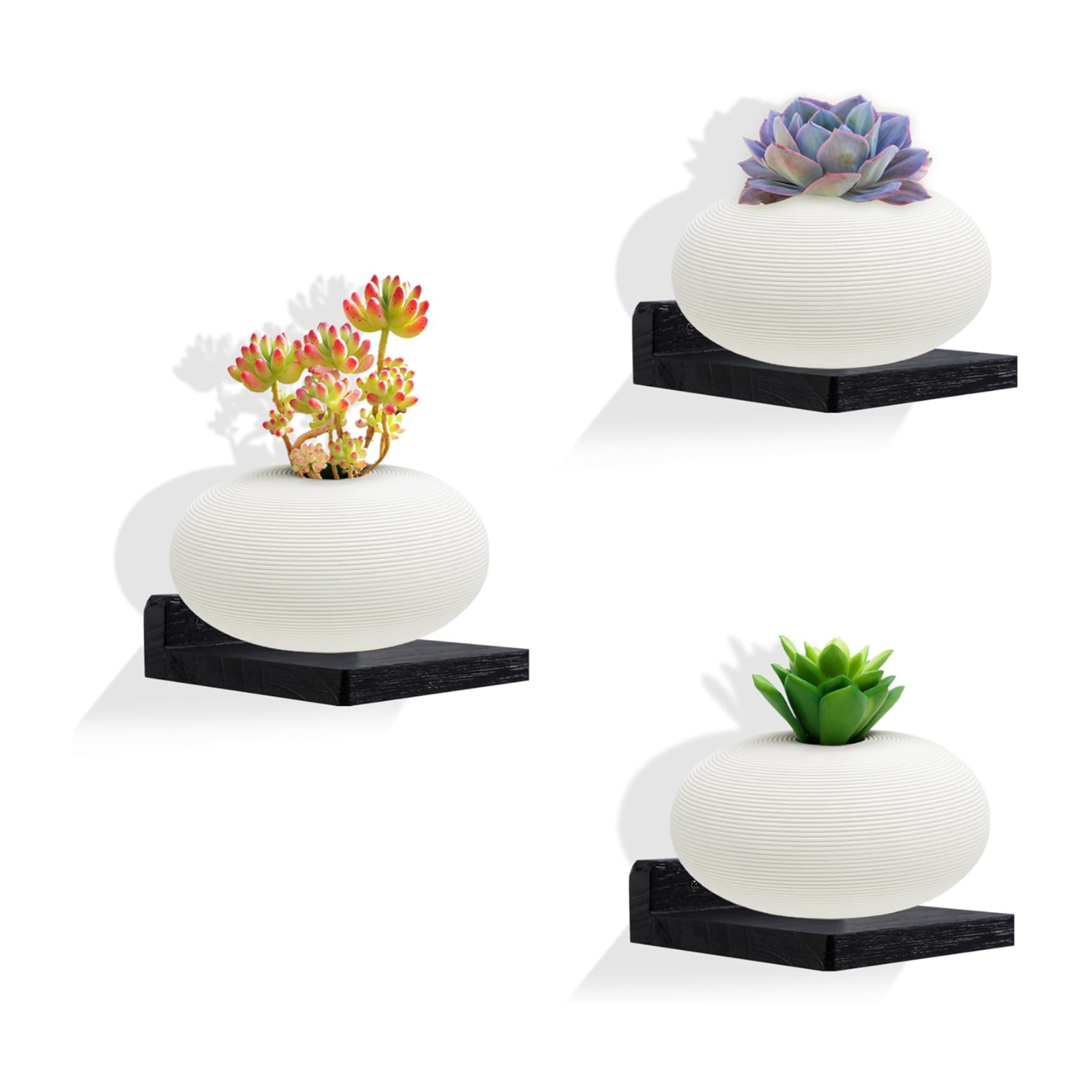 carpentray wooden mini wall shelf set of 3 (black)