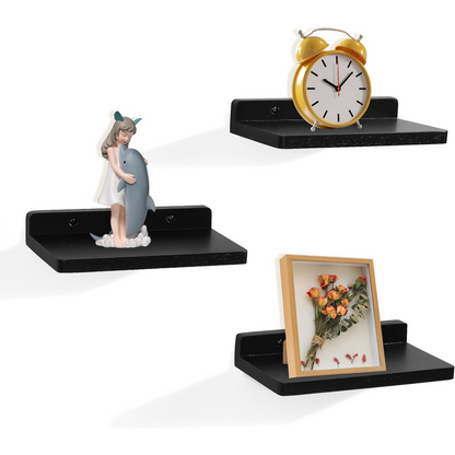 carpentray small floating shelves for wall set of 3 (black)