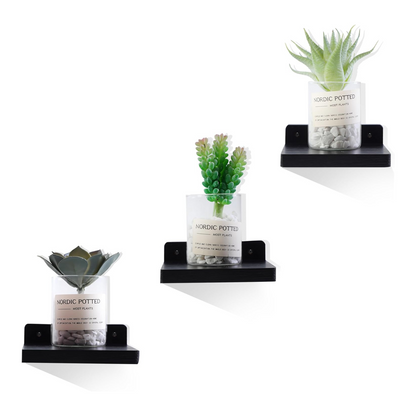 carpentray wooden mini wall shelf set of 3 (black)