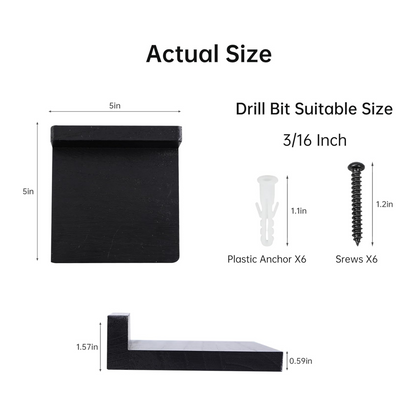 carpentray wooden mini wall shelf set of 3 (black)