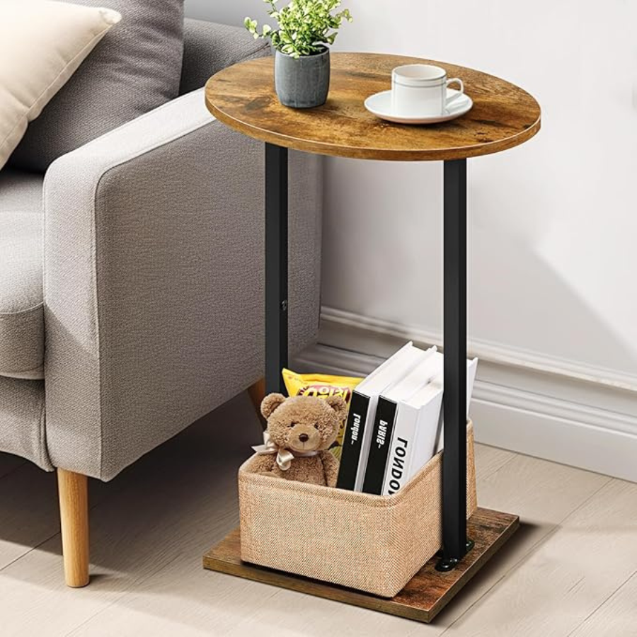 carpentray round end tables for small spaces, 24" wood couch side table