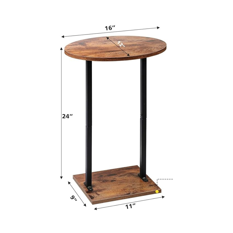 Carpentray Round End Tables for Small Spaces, 24" Wood Couch Side Table