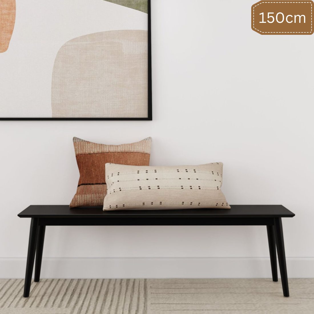 carpentray 150cm long solid wood bench (black)