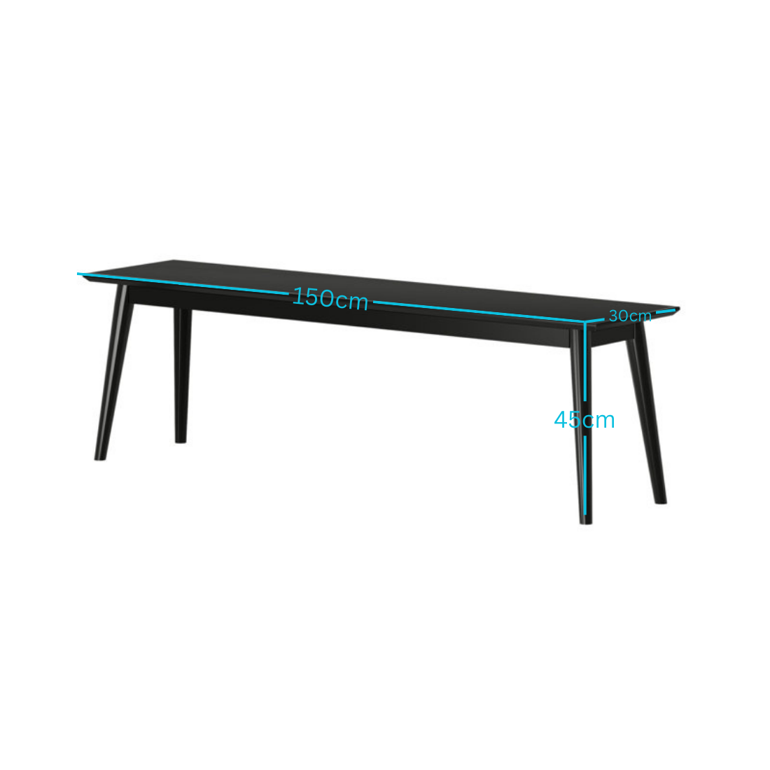 carpentray 150cm long solid wood bench (black)