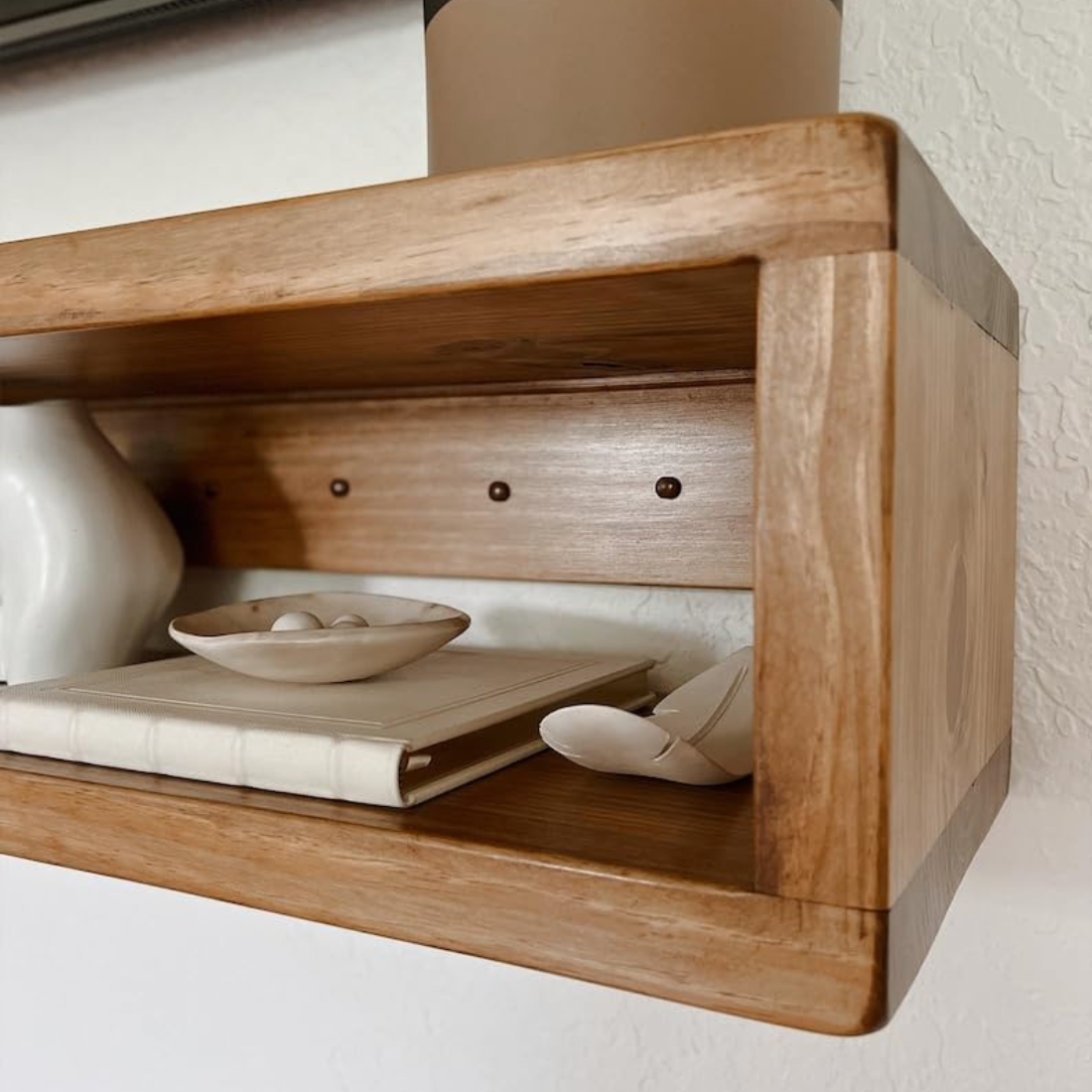 carpentray 90 Cm Long Wooden Wall Mounted TV Unit with Wire Hole, TV Cabinetl, TV Cabinet for Wall, TV Stand Unit for Living Room, Set Top Box Stand -TV