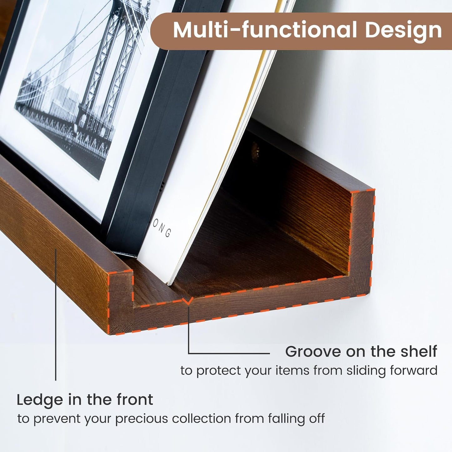 Carpentray wooden wall shelf