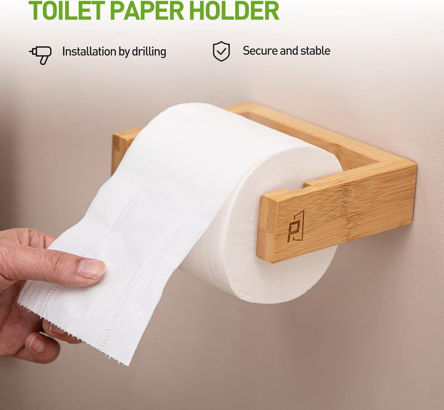 Carpentray  Wall Mounted Toilet Paper Holder,Wooden  Bathroom Tissue Holder,Wood Toilet Paper Roll Holder Tissue Holder for Bathroom (Natural)