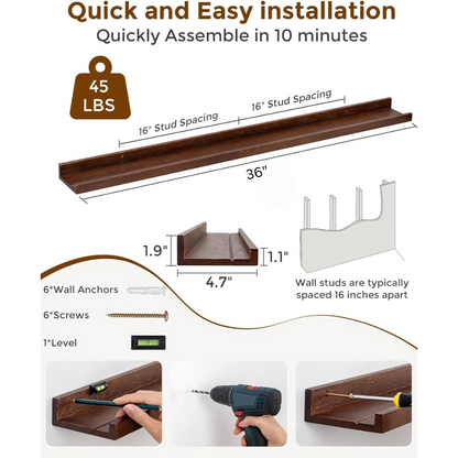 carpentray 36 inch floating shelves set of 2