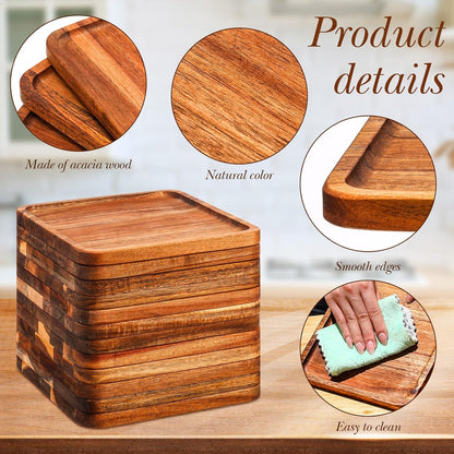 carpentray 12 pcs wooden plates 8 inch square