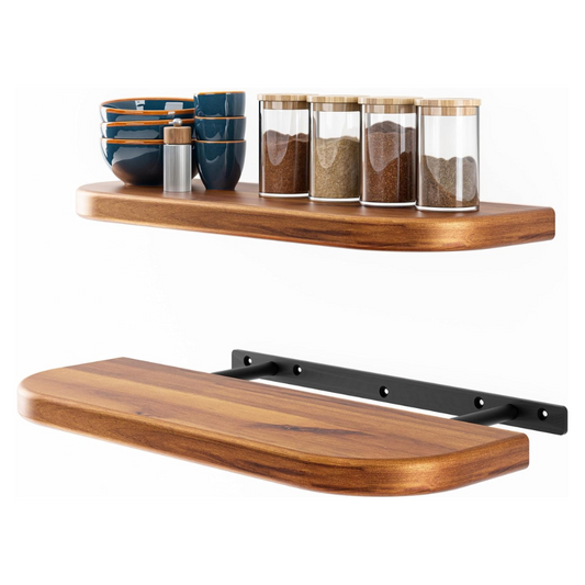 Carpentray Wood Floating Shelves Wall Mounted (Round Edge)