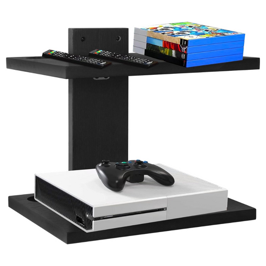Carpentray Dual Shelf Floating Projector Wall Mount TV Shelf (Black)