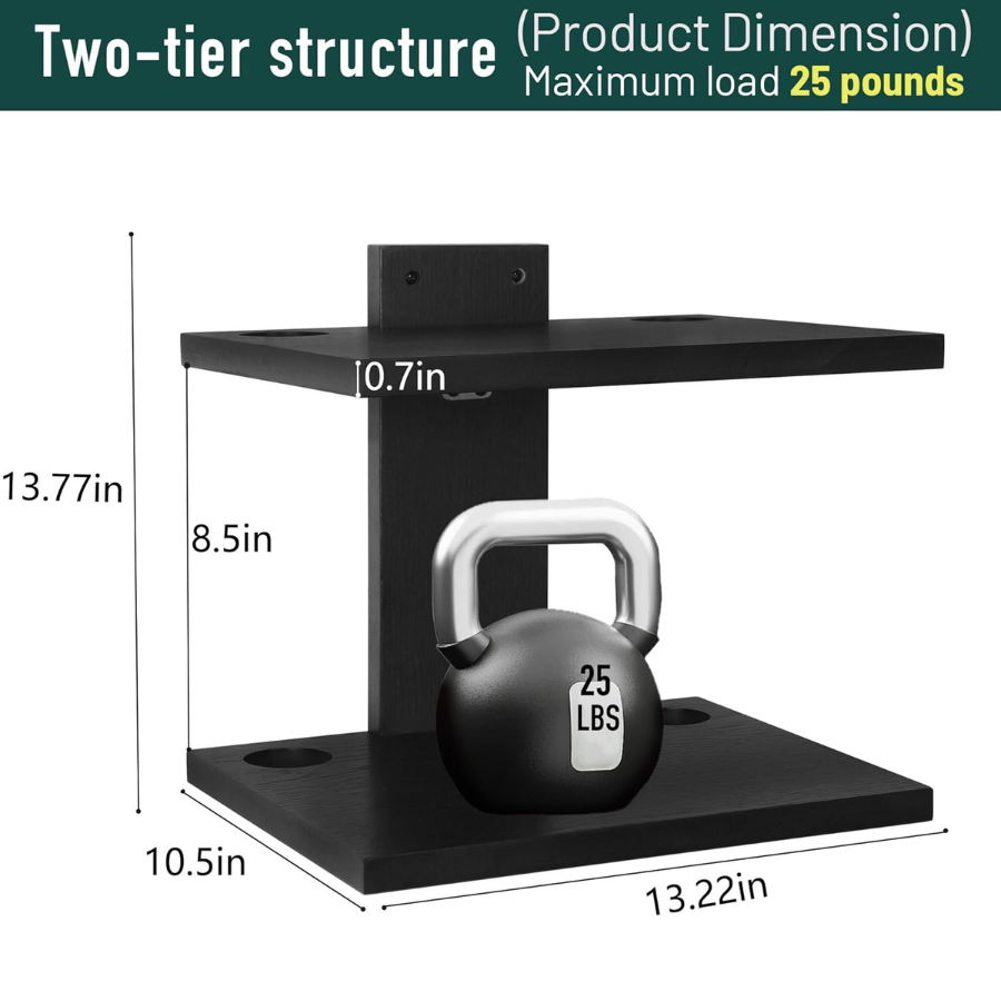 Carpentray Dual Shelf Floating Projector Wall Mount TV Shelf (Black)