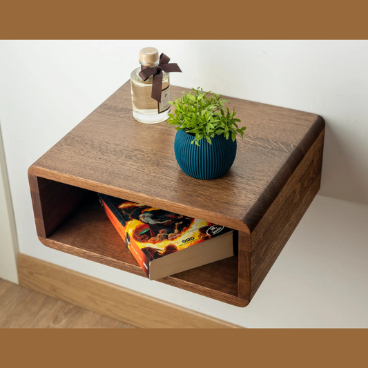 Carpentray 15x15 inch Wooden Wall Bedside Table (Dark Brown)