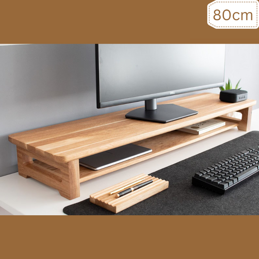 Carpentray 80cm Long Dual Shelf Solid Sheesham Wooden Monitor Riser