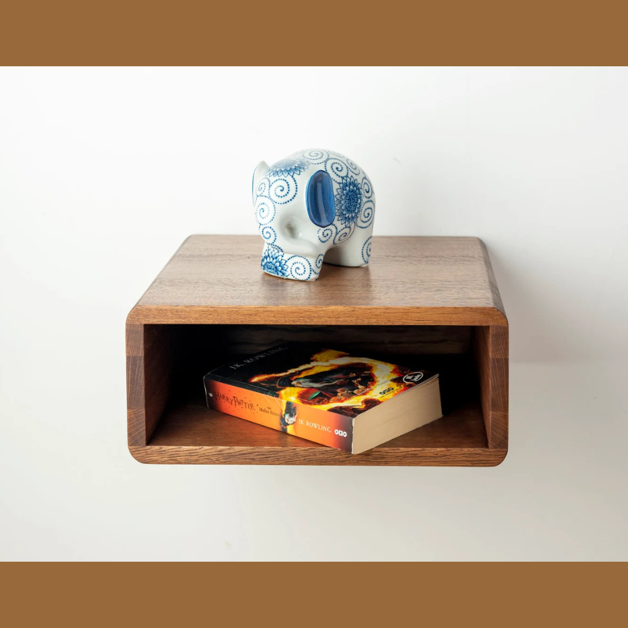 Carpentray 12x12 inch Wooden Wall Bedside Table (Dark Brown)