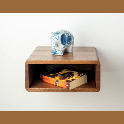 carpentray 12x12 inch wooden wall bedside table (dark brown)