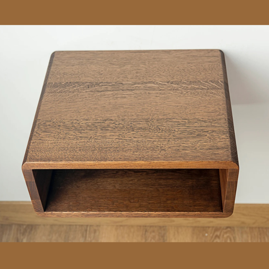 Carpentray 12x12 inch Wooden Wall Bedside Table (Dark Brown)